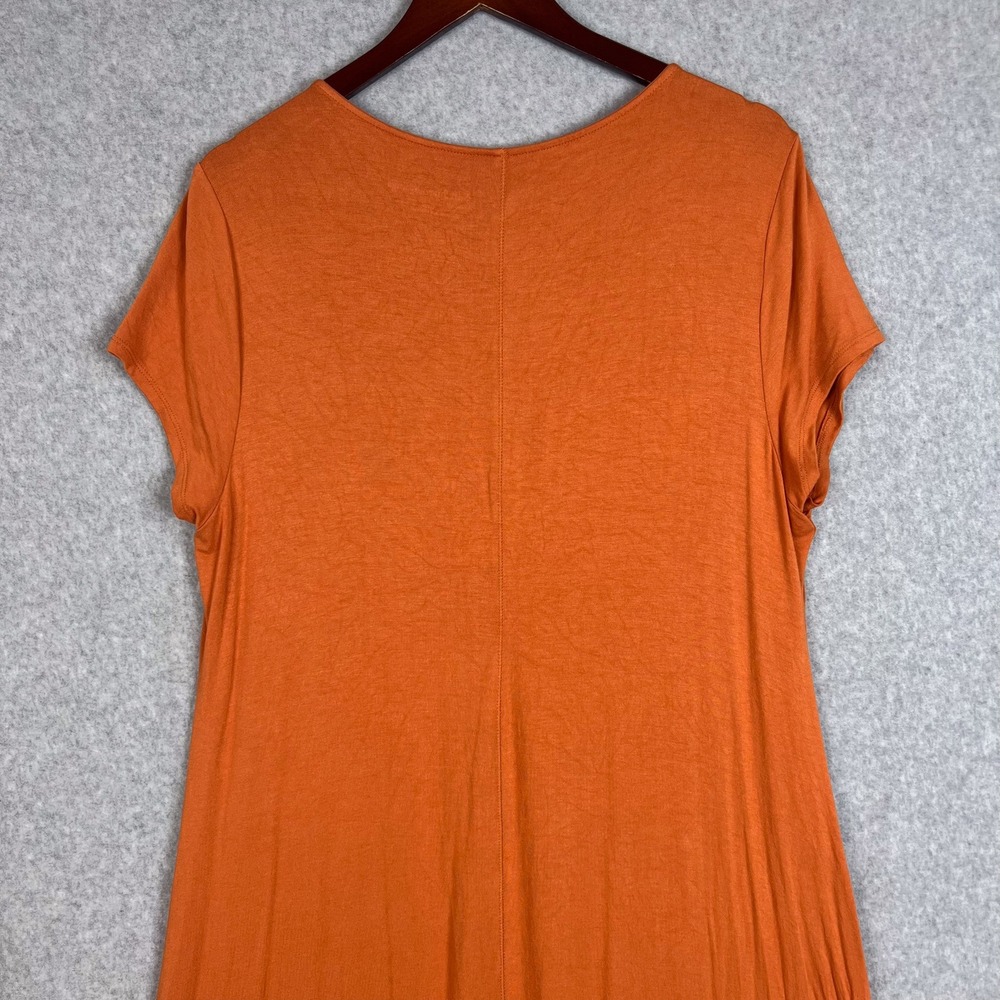 Soft Surroundings Orange V Neck Short Sleeve A Line Jersey Midi Dress Size Large - Picture 6 of 9